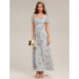 Ever-Pretty Robes de Demoiselle d'honneur Col Carrée Manches Courtes Mousseline Maxi Robe évasée ES02703