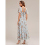 Ever-Pretty Robes de Demoiselle d'honneur Col Carrée Manches Courtes Mousseline Maxi Robe évasée ES02703