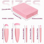 Kit de Pinceaux de Maquillage Portable, Set de 5 Pièces avec Miroir, Boîte de Rangement, Idéal pour Voyages (Pink)