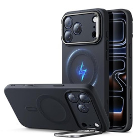 ESR Coque pour iPhone 17 Pro Max Support Flex, Silicone, Série Cloud, Noir | Commande de la Caméra, Compatible MagSafe, Protecti