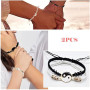 通用 Yin Yan Bracelet en corde réglable 2 pièces de bracelets assortis de cordon réglable ajuste la taille du bracelet, fabriqué à