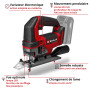Einhell Scie sauteuse sans fil TE-JS 18/100 Li-Solo | PXC | 18 V | profondeur 100 mm | course 26 mm | jusqu’à 3000 courses/min |
