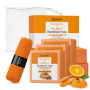QUIYUM Savon Solide Curcuma & Vitamine C Lot de 5 | Coffret Soin | Éclat & Anti-taches | Nettoyant Anti-imperfections Peau Grass