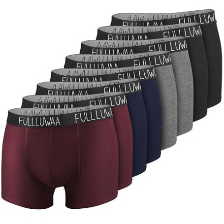 Fullluwaa Boxer Homme Coton Lot de 8, Doux Confortable, Ceinture Élastique | Calecon Homme, Coton Doux, Étiquette Sans Couture,