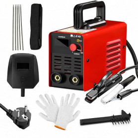 Risegun Poste à souder à électrodes MMA 200A, Poste à souder à l’arc 220V avec écran LED, Kit avec casque de soudage, marteau à