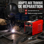 Risegun Poste à souder à électrodes MMA 200A, Poste à souder à l’arc 220V avec écran LED, Kit avec casque de soudage, marteau à