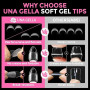 UNA GELLA Capsule Américaine Ongle Amande, 216 Pièces 12 Tailles (Forme Pointue Préformée) Tips en Gel Souple Demi-Mat Prothèses