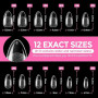 UNA GELLA Capsule Américaine Ongle Amande, 216 Pièces 12 Tailles (Forme Pointue Préformée) Tips en Gel Souple Demi-Mat Prothèses