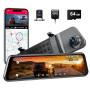 Caméra de recul 30,5 cm, caméra avant 4K UHD et caméra de recul 2,5 K pour voiture, avec mode intelligent ADAS BSD LCA, GPS, acc