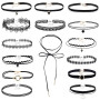 ASTER 15 Pièces Choker Gothic Set Black Collier Femme Fantaisie Choker Ladies Teen Girls Gothic Collar Lace Ras de Cou Femme D'H