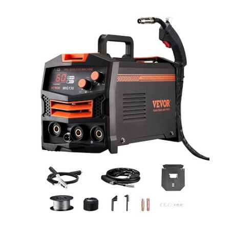 VEVOR Poste à Souder MIG, 130 A, Machine de Soudage MIG Synergique Noyau de Flux sans Gaz Fil Fourré, Soudeuse Portable Soudeur