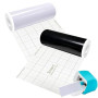 BOUFEIDA Smart Vinyl Permanent pour Cri-cut Joy, 14 x200+200cm Noir + Blanc | Vinyle Adhésif, Film de Traceur en Vinyle pour Sil