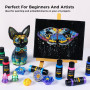 ARTFLY peintures acryliques métallisées, 24 couleurs métallisées en flacons de 60 ml, peinture acrylique, pigments riches, idéal