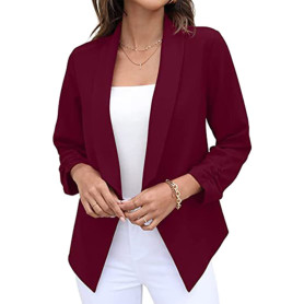 Tomwell Blazer Femme Élégant à Manches 3/4 Slim Fit OL Travail Bureau Affaires Veste Chic De Costume Revers Devant Ouvert Mantea