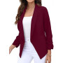 Tomwell Blazer Femme Élégant à Manches 3/4 Slim Fit OL Travail Bureau Affaires Veste Chic De Costume Revers Devant Ouvert Mantea