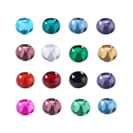 PandaHall Lot de 200 perles européennes en verre soufflé de 14 mm Perles européennes à grand trou sans métal pour bracelets à br