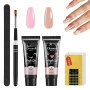 HOTUT Gel pour Extension d'Ongle, 2 Couleurs Quick Construction Poly Ongle Gel Dur, avec 100 Formes d'Ongles et Pinceau, pour Co