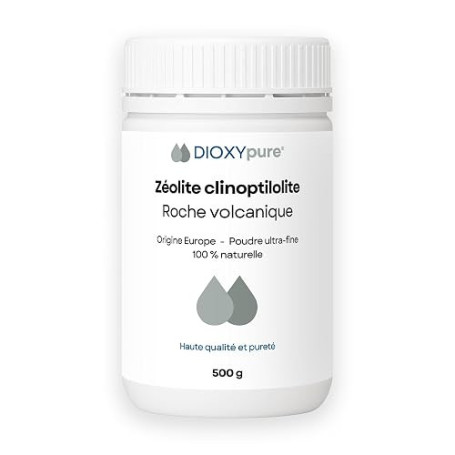 Zéolite - Roche volcanique pure et 100% naturelle - Pureté ≃94% en Clinoptilolite - Origine EU - 500g - Poudre ultra-fine - Sans