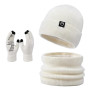 Set Bonnet Écharpe Moufles Unisexe Hiver - Bonnet Thermique Décontracté, Cache-Cou Doublé Polaire et Gants Tactiles Antidérapant