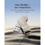 Lexar D40E Double Clé USB 3.2 Type-C, USB-A/C, 64Go, Champagne Argent | clé USB-C Flash Drive Matériau métallique Pivotant Conce