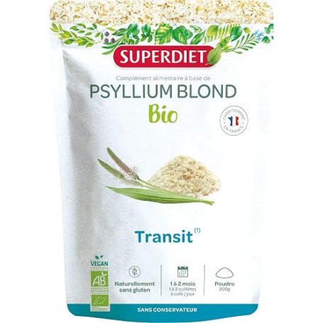 Psyllium blond bio - Téguments purs - Transit, digestion- Sachet refermable | Cure de 2 mois 200g - Ispaghul - Confort intestina