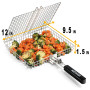 AIZOAM Panier de barbecue – Paniers de barbecue pour barbecue extérieur, grand panier de barbecue en acier inoxydable avec poign