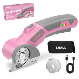 SHALL Ciseaux électriques sans fil 4 V，Ciseaux Couture Tissu, éclairage LED et lame de rechange – Cutter rotatif rechargeable po
