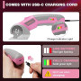 SHALL Ciseaux électriques sans fil 4 V，Ciseaux Couture Tissu, éclairage LED et lame de rechange – Cutter rotatif rechargeable po