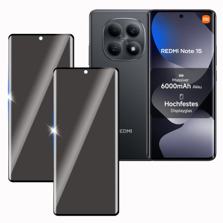 KULAIKE 2 Pièce Anti-Espion Verre Trempé Protecteur pour Xiaomi Redmi Note 15, 9H Dureté Privacy Film en Verre Trempé, Anti-Rayu