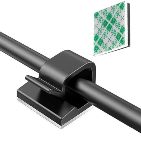 JYSNOW Clips Cable Adhesif, 50 Pièces Clip Cable Bureau Noir | Clip pour Câbles, Support de Fixation de Câbles, Matériau PP, aux