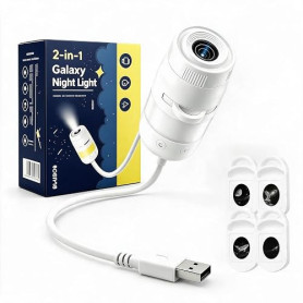 Projecteur Ciel Etoile Galaxie 2-en-1 USB Veilleuse Dimmable 360° Rotation | HD Galaxy Projector, Dimmable Colorful Night Light,