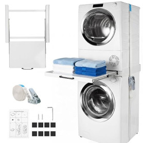 Kit de Superposition Universel pour Lave-linge et Sèche-linge 60 cm | Design Invisible Cadre en Acier Robuste de Sans Assemblage