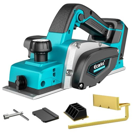 Ecarke Rabot électrique Sans Fil 750W Compatible avec Batteries Makita 18V, Moteur Brushless, 15000 tr/min, Largeur 82mm, Profon