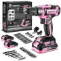 Perceuse Visseuse Sans Fil Charge Rapide: DEKOPRO Perceuse Sans Fil 20V Rose Visseuse Electrique - Visseuse Devisseuse Rose pour