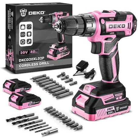 Perceuse Visseuse Sans Fil Charge Rapide: DEKOPRO Perceuse Sans Fil 20V Rose Visseuse Electrique - Visseuse Devisseuse Rose pour