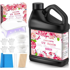 CIANBIFN 500g Résine UV, Résine UV Transparente, Avec Lampe, Resines Epoxy UV Resine, Resine UV pour Bijoux, Résines Époxy Crist