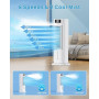 Rafraîchisseur d'Air 4 en 1, Climatiseur Mobile avec 6 Vitesses et 2 Modes, Oscillation 90°, Minuterie 12H, Télécommande, Portab