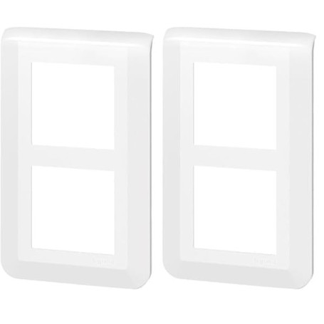 Legrand - Plaque de finition Mosaic spéciale rénovation 2x2 modules vertical - blanc (Lot de 2)