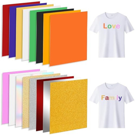 Alitree Vinyle Thermocollant Et Flex Thermocollant, HTV, Facile À Couper Et À Désherber, Compatible Avec Cricut et Silhouette, 1