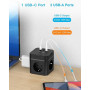 SUDEERY Cube multiprise avec USB C, 3 prises - Fiche plate avec interrupteur individuel - Multiprise avec câble de 2 m - 1 multi