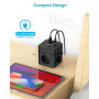 SUDEERY Cube multiprise avec USB C, 3 prises - Fiche plate avec interrupteur individuel - Multiprise avec câble de 2 m - 1 multi