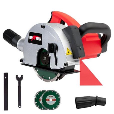 Grafner Fraiseuse murale laser, puissante de 1700 W avec 4000 tr/min, inclut 2 disques de découpe diamantés de 150 mm de diamètr