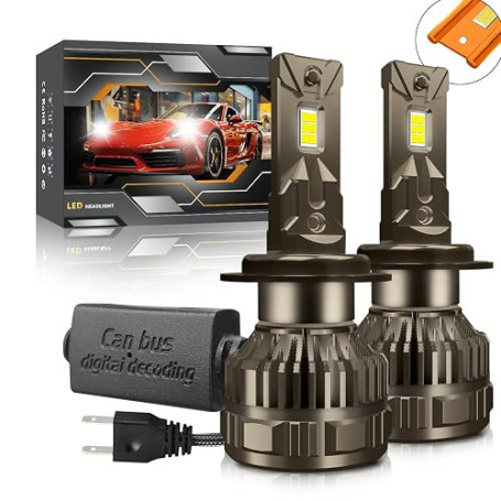 Kairiyard Ampoule H7 LED, 120W 30000LM 6000K Blanc Froid 200% Luminosité Super Lumineux Angle de Faisceau réglable à 360 degrés