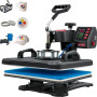 VEVOR Presse à Chaud Numérique 5 en 1 Numérique 30x38 cm Pivotante à 360° | Machine 1250 W de Sublimation Textile, Transfert Eff
