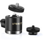 UTEBIT Mini Rotule Photo, Rotule de Fixation Pivotante 360 Noir pour Appareil Photo/Micro/Flash, Adaptateur Support pour Monopod
