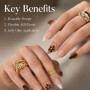 Luxorielle 24 pièces faux ongles automne, faux ongles automne, faux ongles | Press On Nails Automne, Fleurs brunes en forme d'am