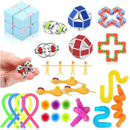 Nestling 30Pièce Fidget Toy Pack, Stress Relief Fdiget Toys Set pour la Concentration et Le Calme, Soulagement du Stress Et Joue