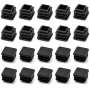 QWORK® 20 PCS 2 x 2 cm Embout de Bouchon en Plastique Noir carré pour Tube de Tuyau, Jambe de Chaise