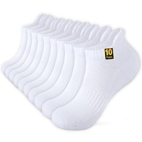 Wamicu 10 Paires Chaussettes Basses Homme Antidérapantes Coton Courtes | Respirant, Chaussettes Socquettes de Sport, Running Tra
