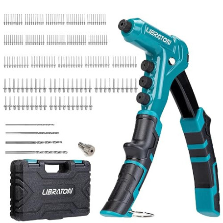 LIBRATON Pince à Riveter Professionnelle, Riveteuse Manuelle | Pince Rivet Aveugle, Pistolet à Rivet Pop avec 4 Types de Perceus